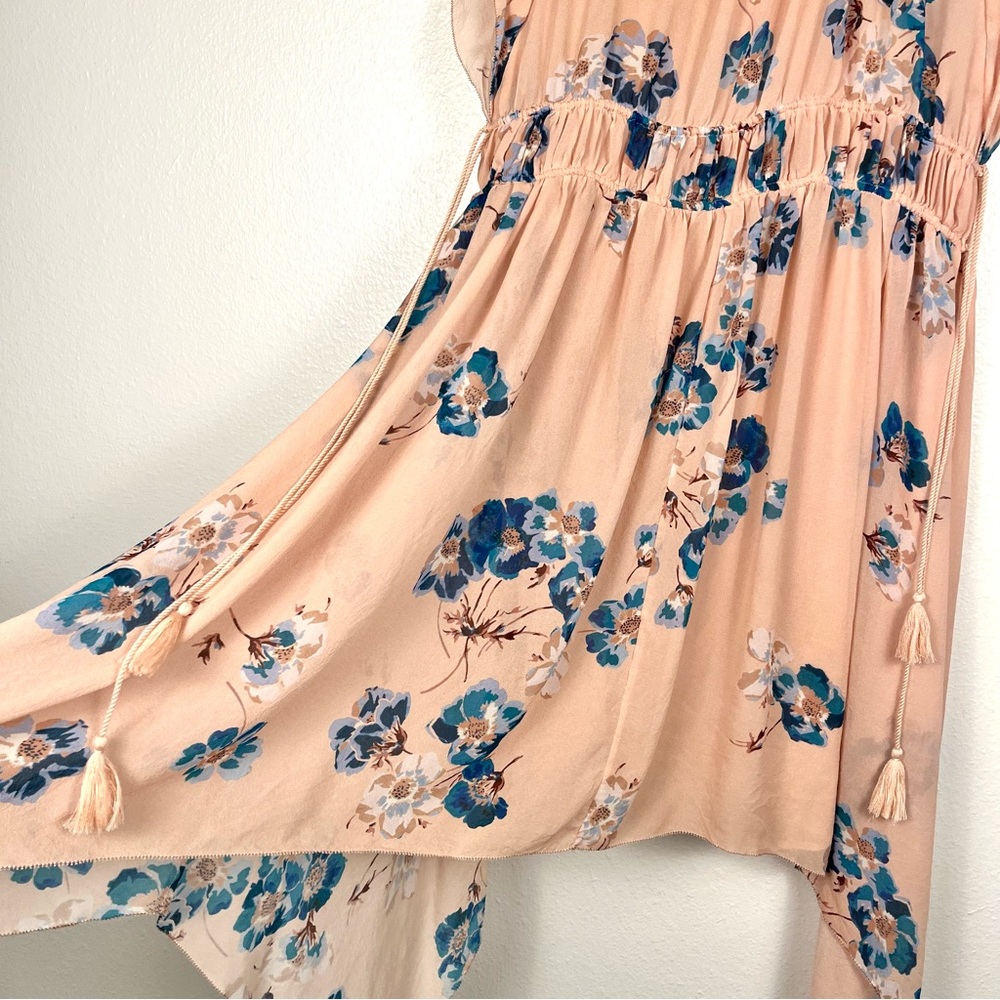 Ulla Johnson Luisa Pink Floral Silk Tassel Cap Sleeve Handkerchief Dress Size 4 - Picture 5 of 9